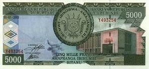 BIF бурундийский франк 5000 бурундийских франков 