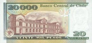 CLP чилийский песо 20000 чилийских песо - оборотная сторона
