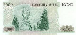 CLP чилийский песо 1000 чилийских песо - оборотная сторона