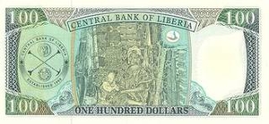 LRD либерийский доллар 100 либерийских долларов - оборотная сторона