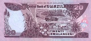 SZL свазилендский лилангени 20 свазилендских лилангени - оборотная сторона