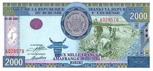 BIF бурундийский франк 2000 бурундийских франков 