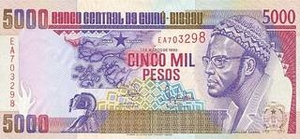 XOF франк КФА 5000 Гвинейско-Бисаууских франков 