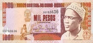 XOF франк КФА 1000 Гвинейско-Бисаууских франков 