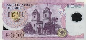 CLP чилийский песо 2000 чилийских песо - оборотная сторона