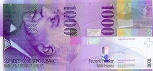 CHF швейцарский франк 1000 швейцарских франков 