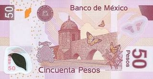 MXN мексиканский песо 50 мексиканских песо - оборотная сторона