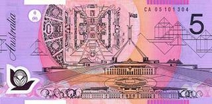 AUD австралийский доллар 5 старых австралийских долларов - оборотная сторона