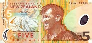 NZD новозеландский доллар 5 новозеландских долларов 