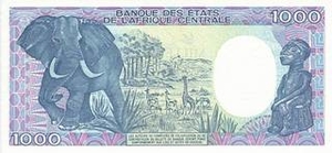XAF франк КФА 1000 франков КФА ВЕАС - оборотная сторона
