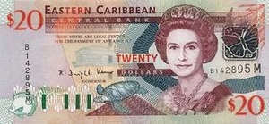 XCD восточно-карибский доллар 20 Антигуа – Барбудасский долларов  
