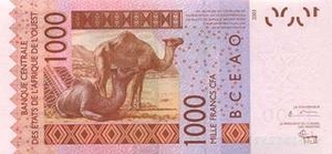 XOF франк КФА 1000 франков КФА ЗАЭВС - оборотная сторона