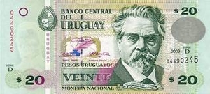 UYU уругвайское песо 20 уругвайских песо 