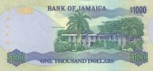 JMD ямайский доллар 1000 ямайских долларов - оборотная сторона