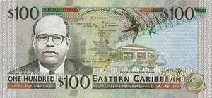 XCD восточно-карибский доллар 100 Антигуа – Барбудасский долларов  - оборотная сторона