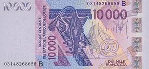 XOF франк КФА 10000 франков КФА ЗАЭВС 