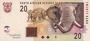 ZAR южноафриканский рэнд 20 южноафриканских рэндов 