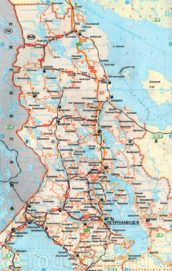 Карта автодорог Карелии