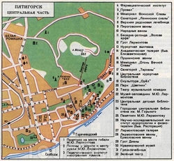 Карта центральной части Пятигорска