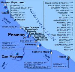 Карта Римини с отелями
