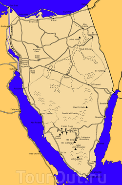 Карта Синайского полуострова с дорогами