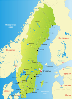 Карта Швеции с дорогами