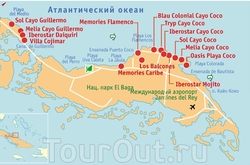 Карта Кайо Коко с отелями