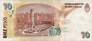 ARS аргентинское песо 10 аргентинских песо - оборотная сторона