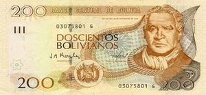 BOB боливийский боливиано 200 боливийских боливиано 