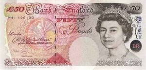 GBP британский фунт стерлингов 50 фунтов стерлингов Соединенного королевства 