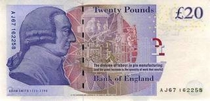 GBP британский фунт стерлингов 20 фунтов стерлингов Соединенного королевства - оборотная сторона