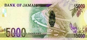 JMD ямайский доллар 5000 ямайских долларов - оборотная сторона