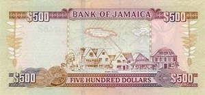 JMD ямайский доллар 500 ямайских долларов - оборотная сторона