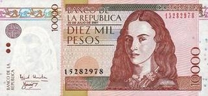 COP колумбийский песо 10000 колумбийских песо 