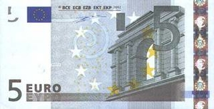 EUR европейский евро 5 евро 
