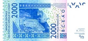 XOF франк КФА 2000 франков КФА ЗАЭВС - оборотная сторона