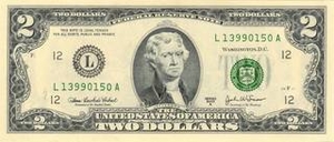 USD доллар США 2 доллара США 