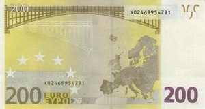 EUR европейский евро 200 евро - оборотная сторона