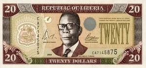LRD либерийский доллар 20 либерийских долларов 