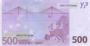 EUR европейский евро 500 евро - оборотная сторона
