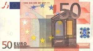 EUR европейский евро 50 евро 