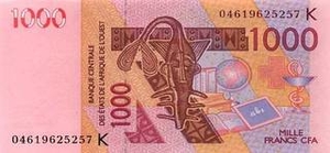 XOF франк КФА 1000 франков КФА ЗАЭВС 