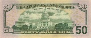 USD доллар США 50 долларов США - оборотная сторона
