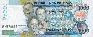 PHP филиппинский песо 1000 филиппинских песо 