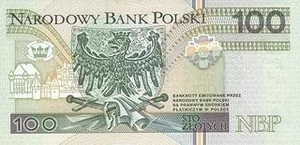 PLN польский злотый 100 польских злотых - оборотная сторона