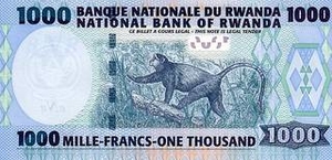 RWF руандийский франк 1000 руандийских франков - оборотная сторона
