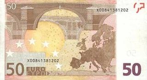 EUR европейский евро 50 евро - оборотная сторона