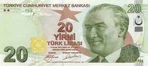 TRY турецкая лира 20 турецких лир 