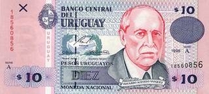 UYU уругвайское песо 10 уругвайских песо 