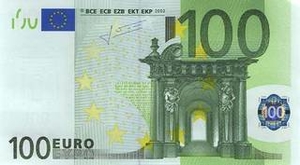 EUR европейский евро 100 евро 